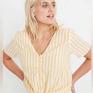 Large Madewell tie front Agency blouse in honeysuckle